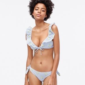 J.crew ruffle floral bikini top